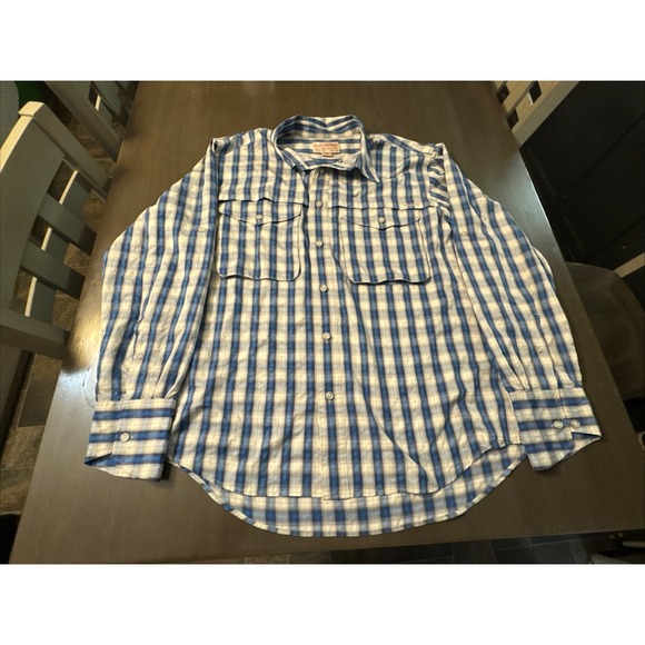 Filson Other - CC Filson Vented Long Sleeve Button Down Shirt Men Sz L Large Blue Plaid Pockets